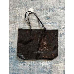 NWT! Macy's Black Micro Sequin Sparkle Front Tote Bag